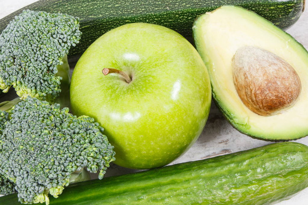 Natural green fruit and vegetables as source vitamins and minerals, healthy nutrition concept - Foto, Bild