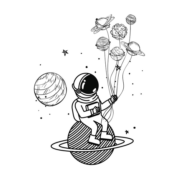 silueta astronauta s skafandr v prostoru - Vektor, obrázek