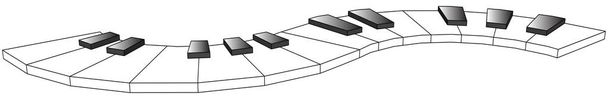 Κυρτά πλήκτρα πιάνου, δύο οκτάβες, 3D, ένα στοιχείο για τη διακόσμηση του σχεδίου σας, απομονωμένο σε λευκό φόντο. Απεικόνιση διανυσματικών eps10. - Διάνυσμα, εικόνα