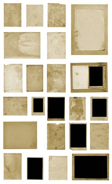Набор старинных грязных открыток и альбомных листов на изолированном фоне
 - Фото, изображение