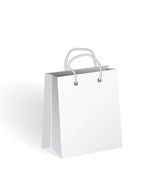 3d Realistic Empty white Paper Shopping Bag. - Photo, Image