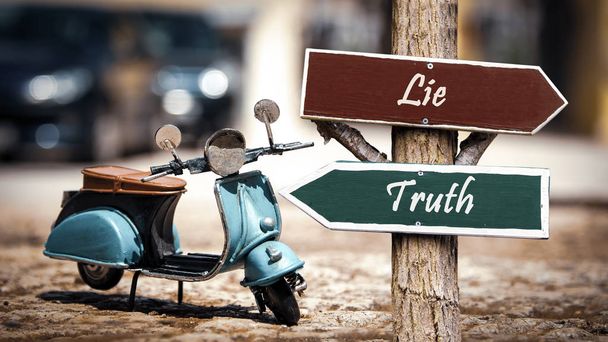 Ulica znak do prawdy kontra kłamstwo - Zdjęcie, obraz