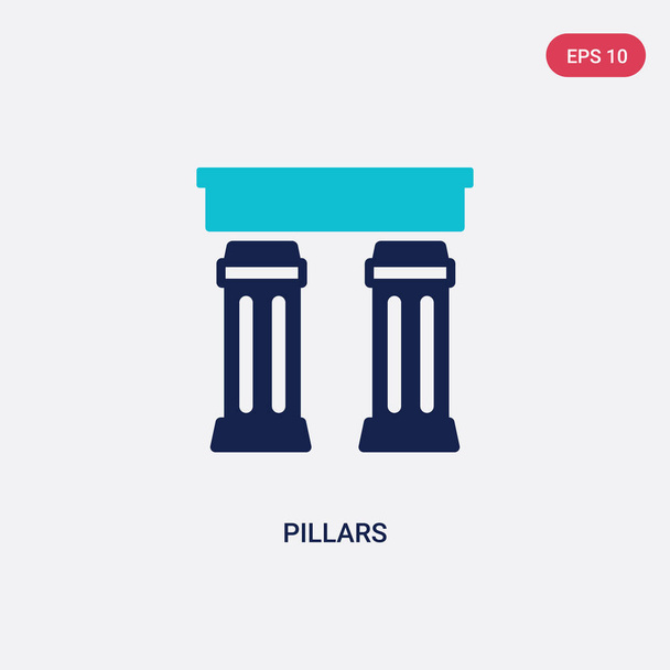 two color pillars vector icon from history concept. isolated blu - Vektori, kuva