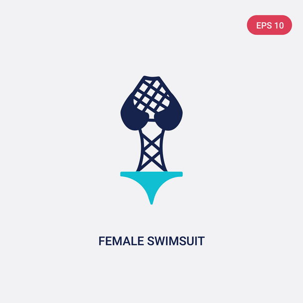 two color female swimsuit vector icon from fashion concept. isol - Διάνυσμα, εικόνα