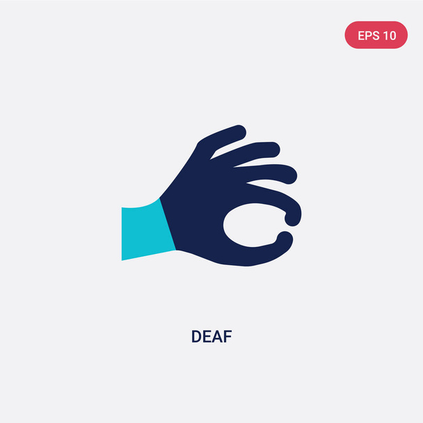 two color deaf vector icon from gestures concept. isolated blue  - Vector, Image