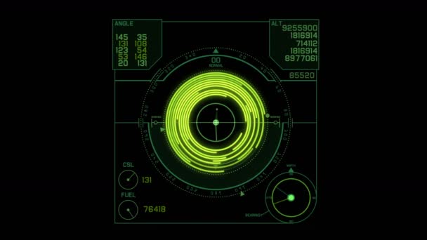4 k radaru Gps signál tech displej, navigační počítač sci-fi data věda - Záběry, video