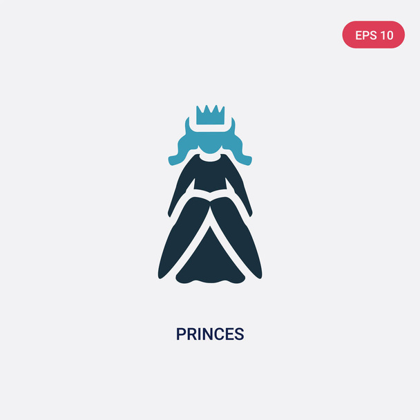 two color princes vector icon from people concept. isolated blue - Vector, Image