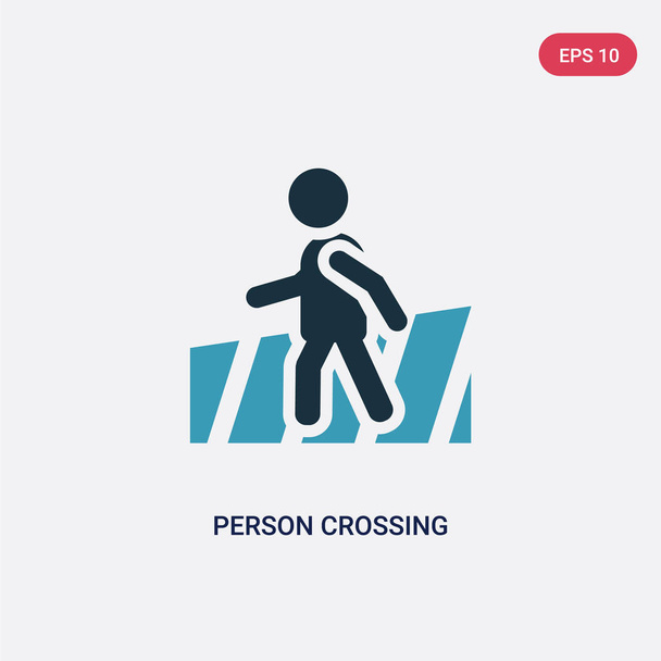 two color person crossing street on crosswalk vector icon from p - Vector, Image