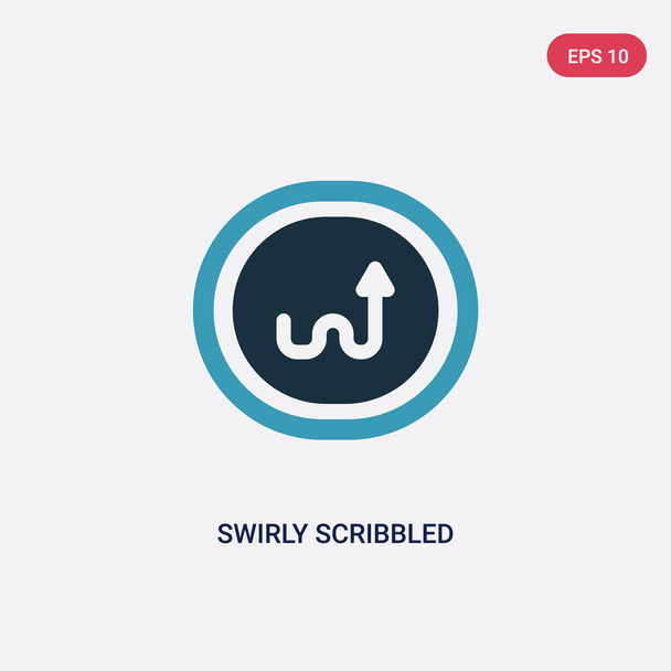 two color swirly scribbled arrow vector icon from user interface - Вектор, зображення