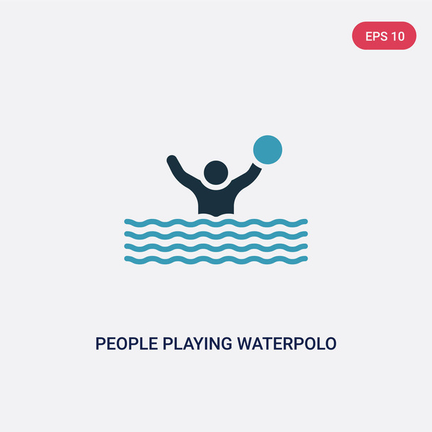 two color people playing waterpolo vector icon from recreational - Vetor, Imagem