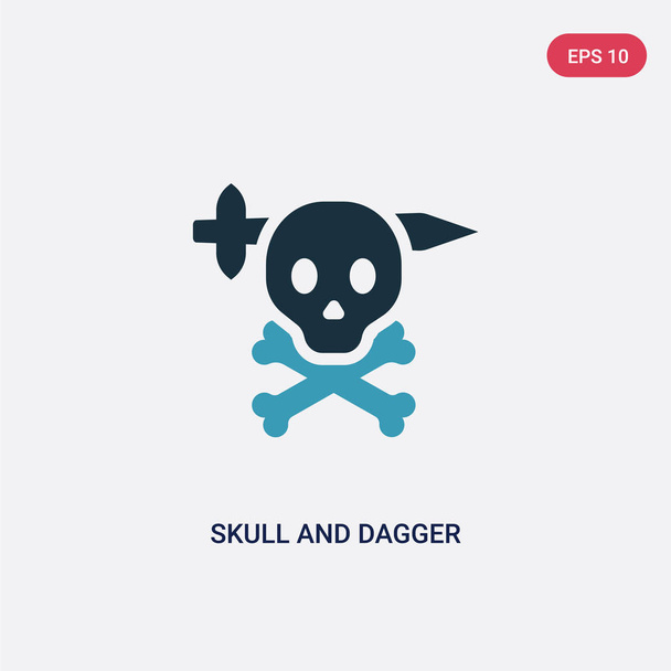 two color skull and dagger vector icon from shapes concept. isol - Vecteur, image