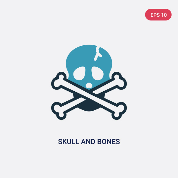 two color skull and bones vector icon from nautical concept. iso - Διάνυσμα, εικόνα
