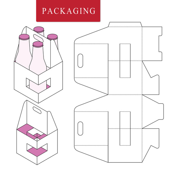 Emballage pour bouteille de canette Illustration vectorielle de Box.Package Tem
 - Vecteur, image