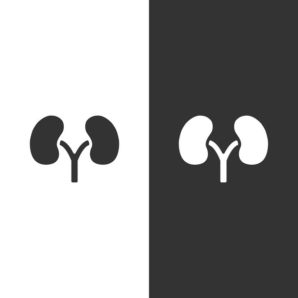 Nieren-Symbol auf schwarzem und weißem Hintergrund. Vektorillustration - Vektor, Bild