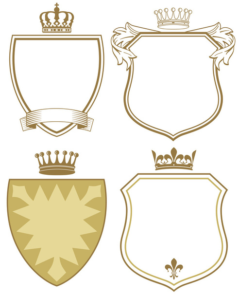 Coat of arms with shield and crown - Vector, Imagen