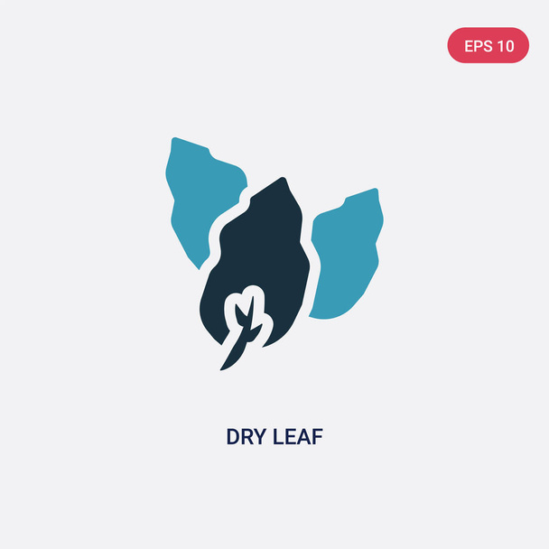 two color dry leaf vector icon from nature concept. isolated blu - Wektor, obraz