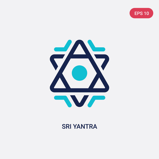 two color sri yantra vector icon from geometry concept. isolated - Vetor, Imagem
