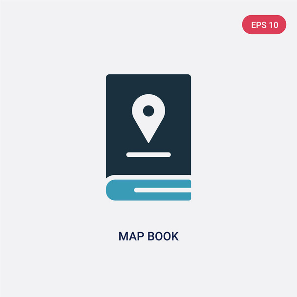 two color map book vector icon from travel concept. isolated blu - Vektor, Bild