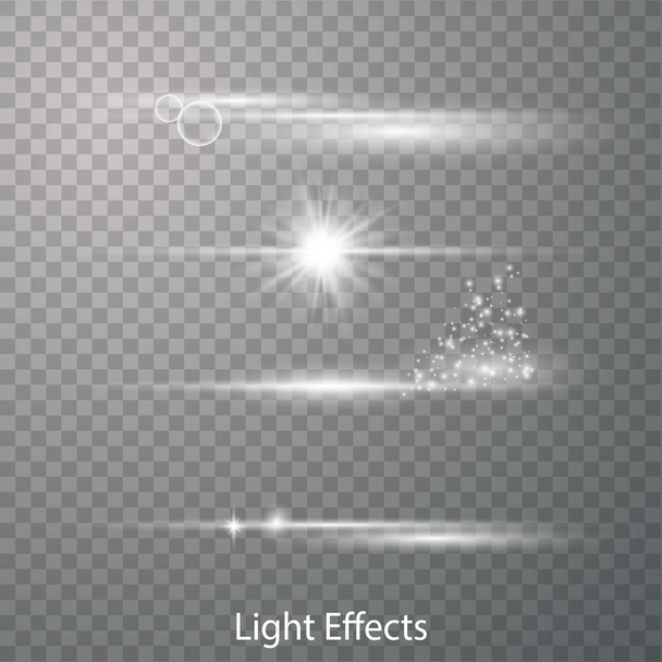 Φαινόμενα φωτός φωτοβολίδων οπτικών φακών. - Διάνυσμα, εικόνα
