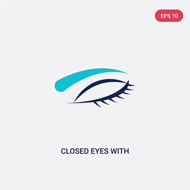 two color closed eyes with lashes and brows vector icon from hum - Vector, imagen