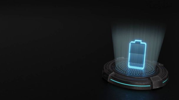 Hologram 3D pionowy symbol pełnej ikony baterii renderowania - Zdjęcie, obraz