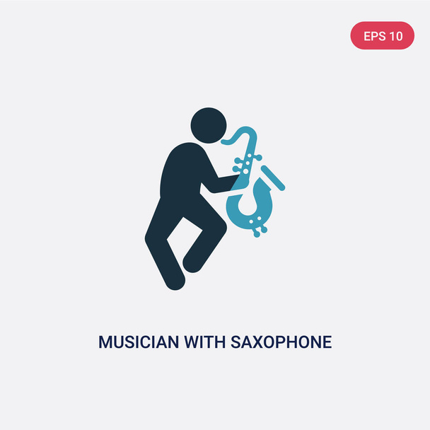 twee kleur muzikant met saxofoon vector icoon uit het muziek concept - Vector, afbeelding