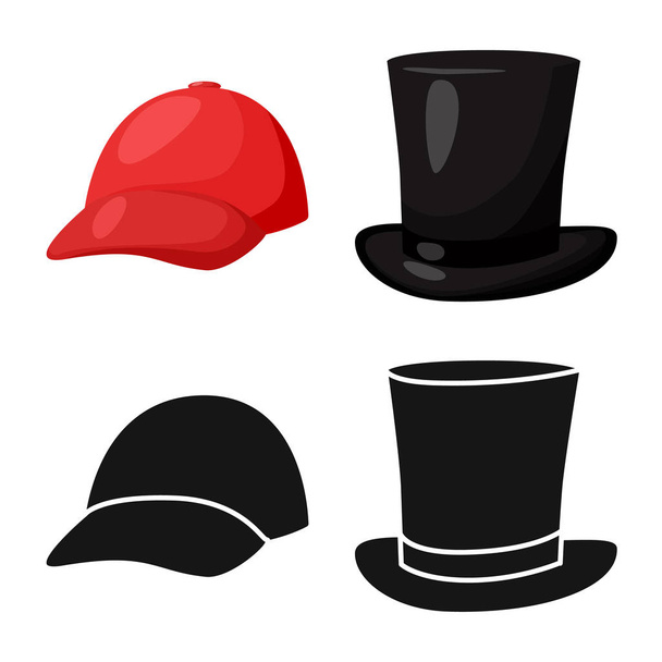 Vector illustration of clothing and cap logo. Collection of clothing and beret vector icon for stock. - Vettoriali, immagini