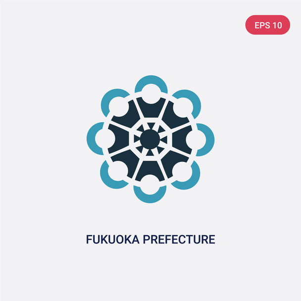two color fukuoka prefecture vector icon from signs concept. iso - Wektor, obraz