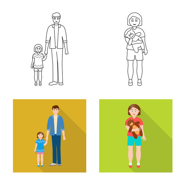 Isolated object of character and avatar  icon. Collection of character and portrait vector icon for stock. - Vektor, obrázek