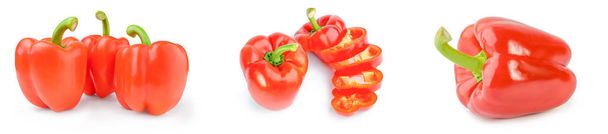 Συλλογή κόκκινων πιπεριές close-up απομονώνονται σε λευκό φόντο - Φωτογραφία, εικόνα
