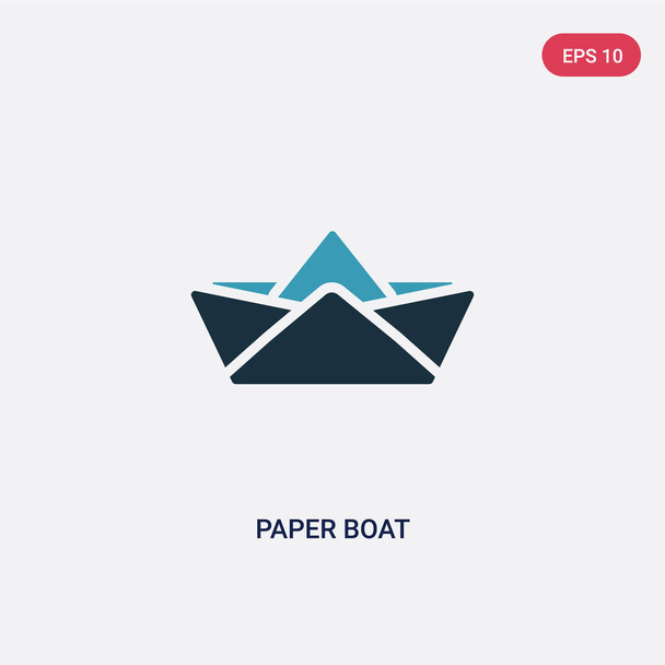 two color paper boat vector icon from user interface concept. is - Vetor, Imagem