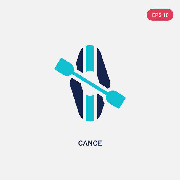 two color canoe vector icon from camping concept. isolated blue  - Wektor, obraz