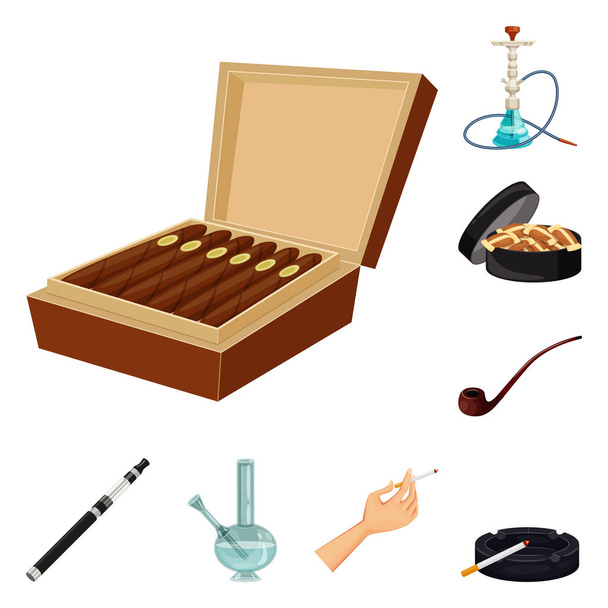 Vector design of cigarette and tobacco symbol. Set of cigarette and nicotine vector icon for stock. - Vetor, Imagem