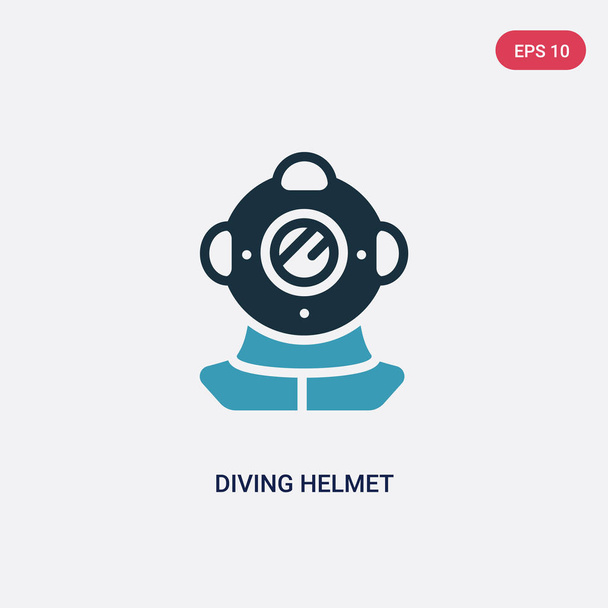 two color diving helmet vector icon from nautical concept. isola - Vector, Image