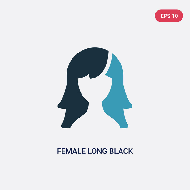 two color female long black hair vector icon from woman clothing - Wektor, obraz