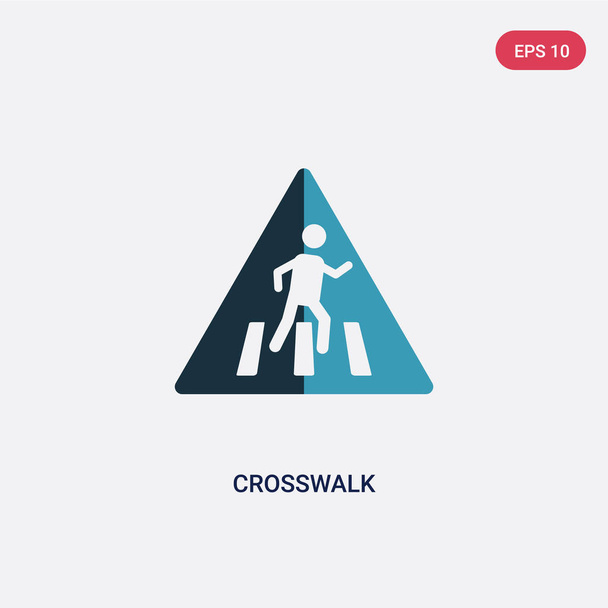 two color crosswalk vector icon from signs concept. isolated blu - Vecteur, image