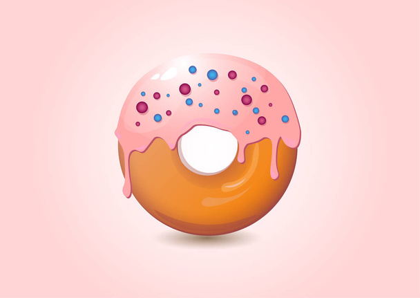 vanille donut met veelkleurige dressing - Vector, afbeelding