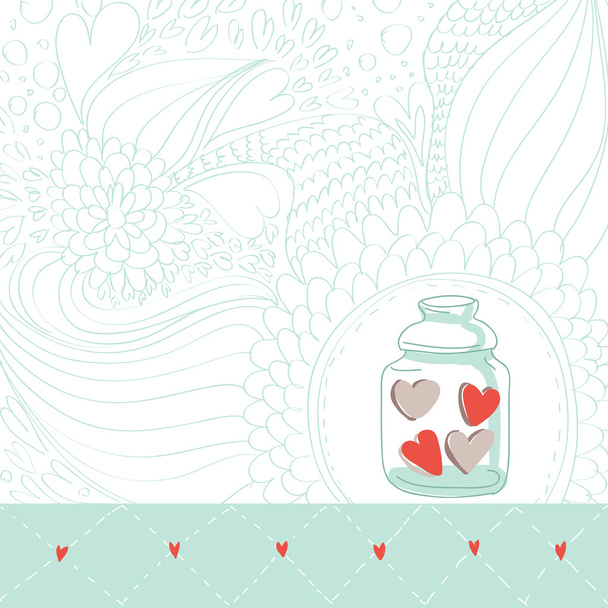 Floral vector background with hearts and sweets - Vektor, Bild