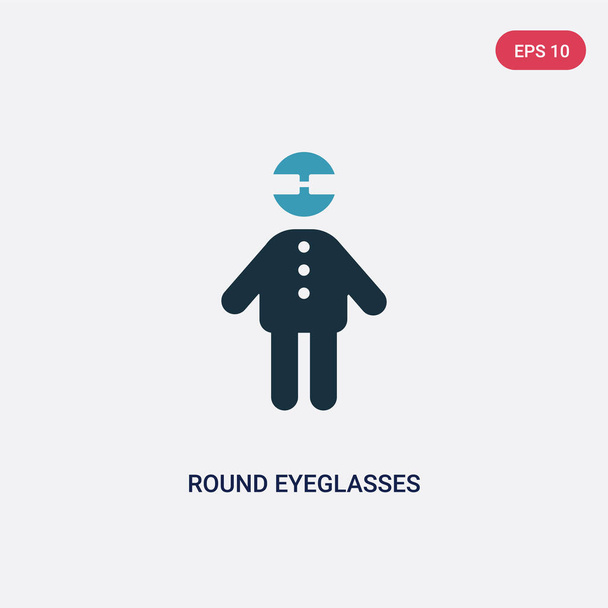 two color round eyeglasses vector icon from people concept. isol - Vector, Imagen