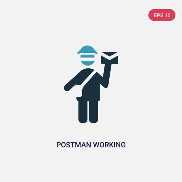 two color postman working vector icon from people concept. isola - Вектор,изображение