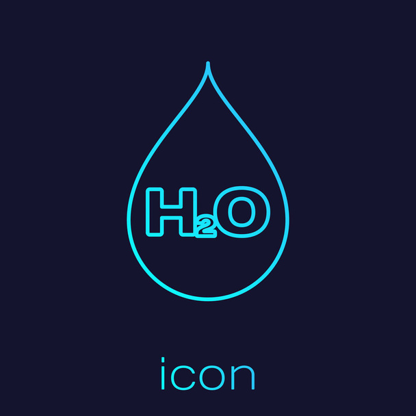 Бірюзова крапля води з H2O лінія значок ізольований на синьому фоні. Формулою для води. Векторна ілюстрація - Вектор, зображення