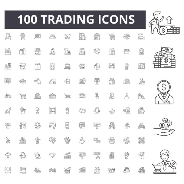 Iconos de línea de comercio, signos, conjunto de vectores, esquema concepto de ilustración
  - Vector, Imagen