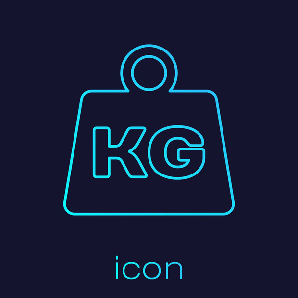 Turquoise Weight line icon isolated on blue background. Kilogram weight block for weight lifting and scale. Mass symbol. Vector Illustration - Vector, Image