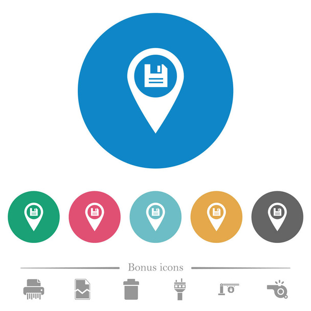 Salvar GPS localização mapa plana ícones redondos
 - Vetor, Imagem
