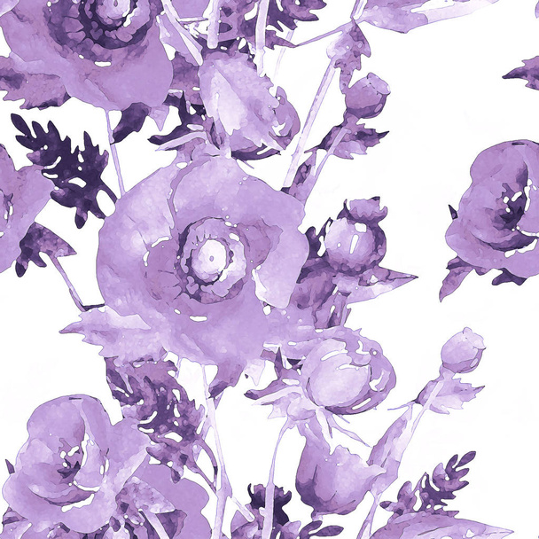 Sketch of a bouquet of flowering poppies.Seamless pattern images.  - Foto, immagini
