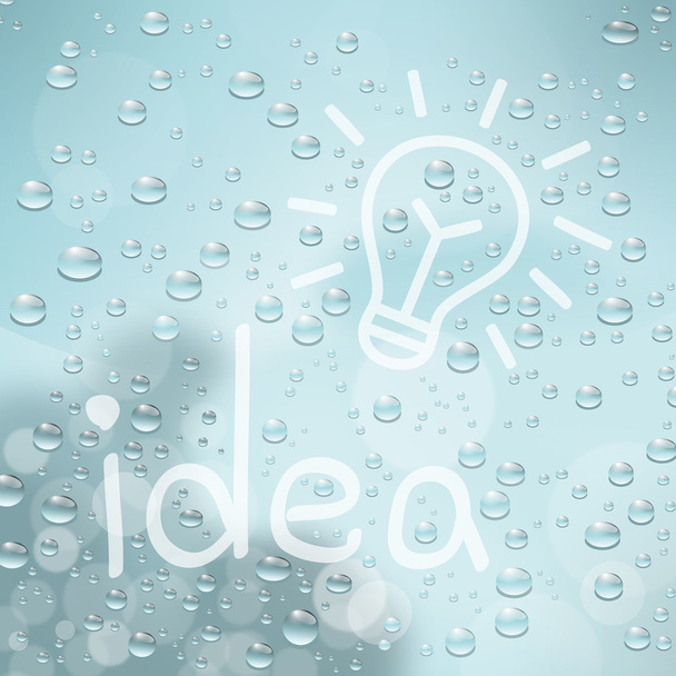 nápis "idea" na skle s kapkami - Vektor, obrázek