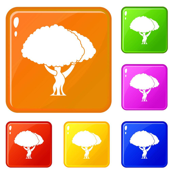 Tree icons set vector color - Vetor, Imagem