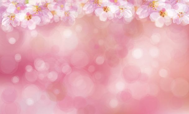 Vector bloeiende sakura boom, roze bokeh achtergrond. - Vector, afbeelding