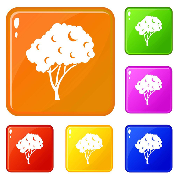Tree icons set vector color - Vector, imagen