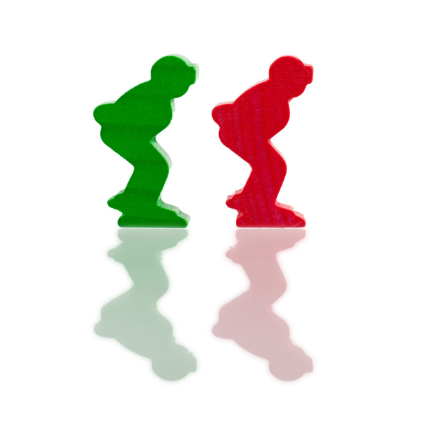 Two colored pawns isolated on a white background - Photo, Image